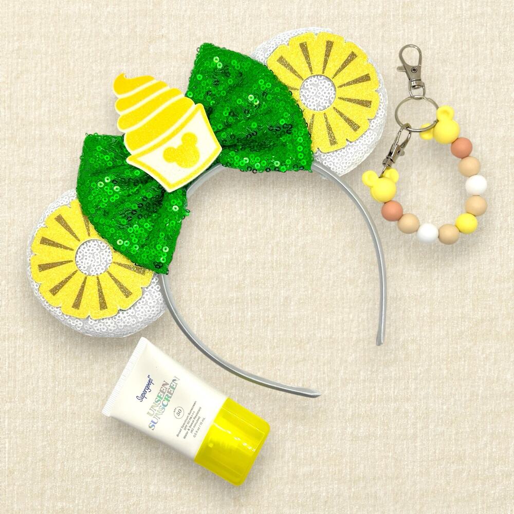 White Sequin Dole Whip Minnie Ears | Disney-Inspired Mouse Ears - Picture 2 of 4